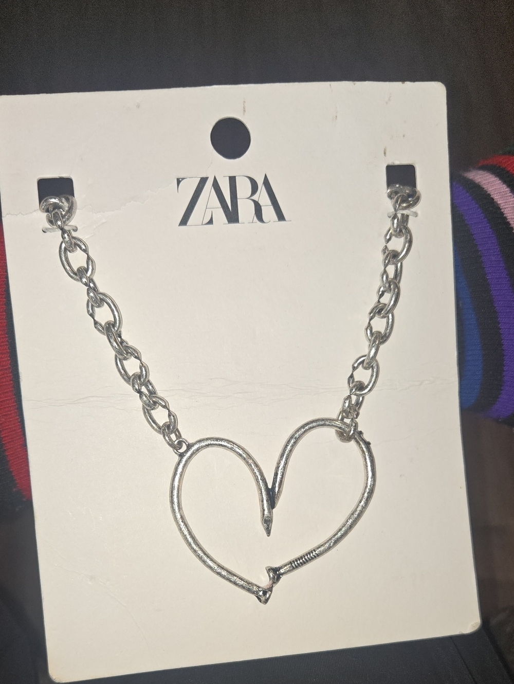 ZARA Silver Open Heart Chain Necklace